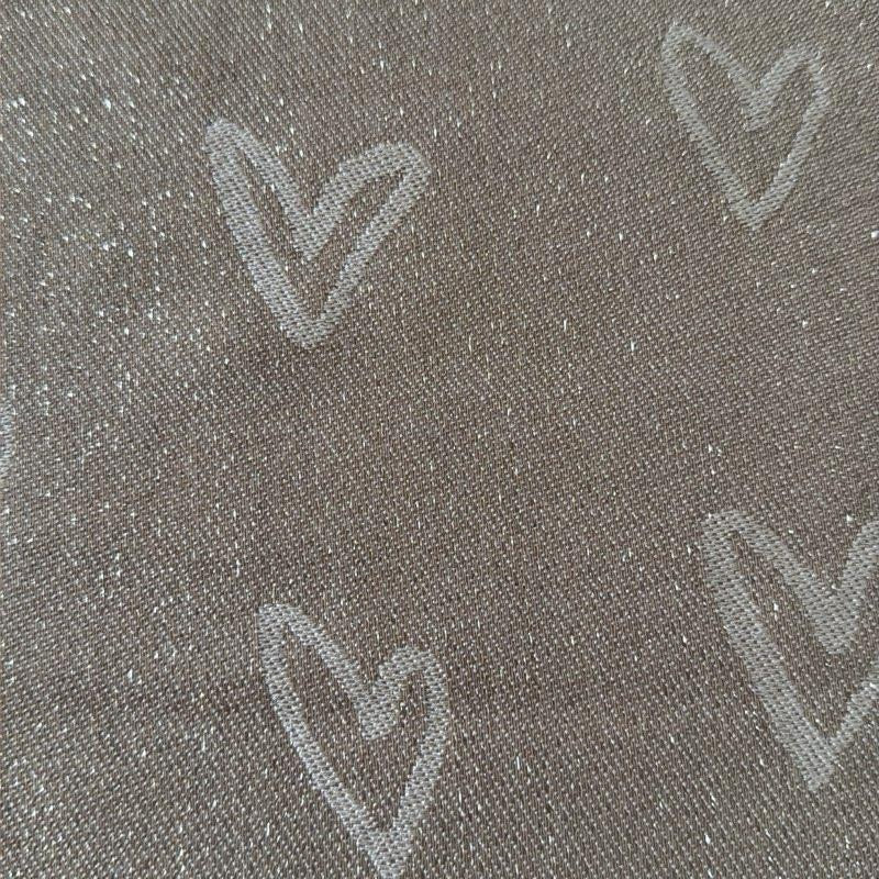 Écharpe Beige Motifs Cœurs Brillants 80% Viscose 20% Fibre Matérialisée 67x190 cm Idéale pour Divers Looks