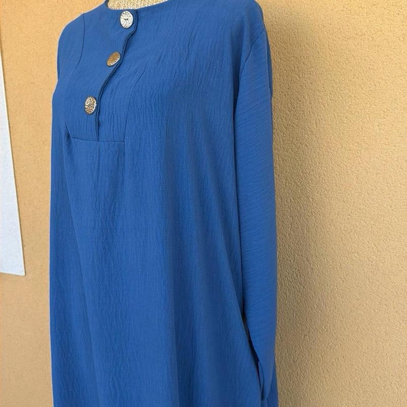 DAISIE Home - Abaya Robe longue boutonnée avec poches en jazz pour une élégance chic et pratique