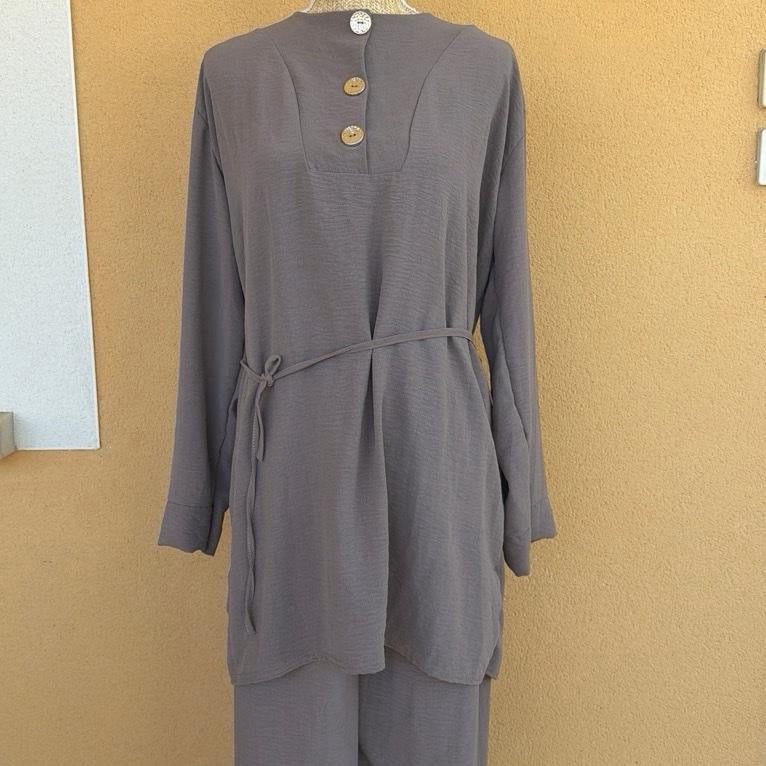 Daisie Home DIAMOND - Ensemble 2 pièces Tunique boutonnée et pantalon large taille élastique en jazz - Taille unique