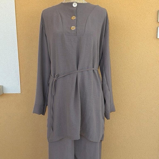 Daisie Home DIAMOND - Ensemble 2 pièces Tunique boutonnée et pantalon large taille élastique en jazz - Taille unique