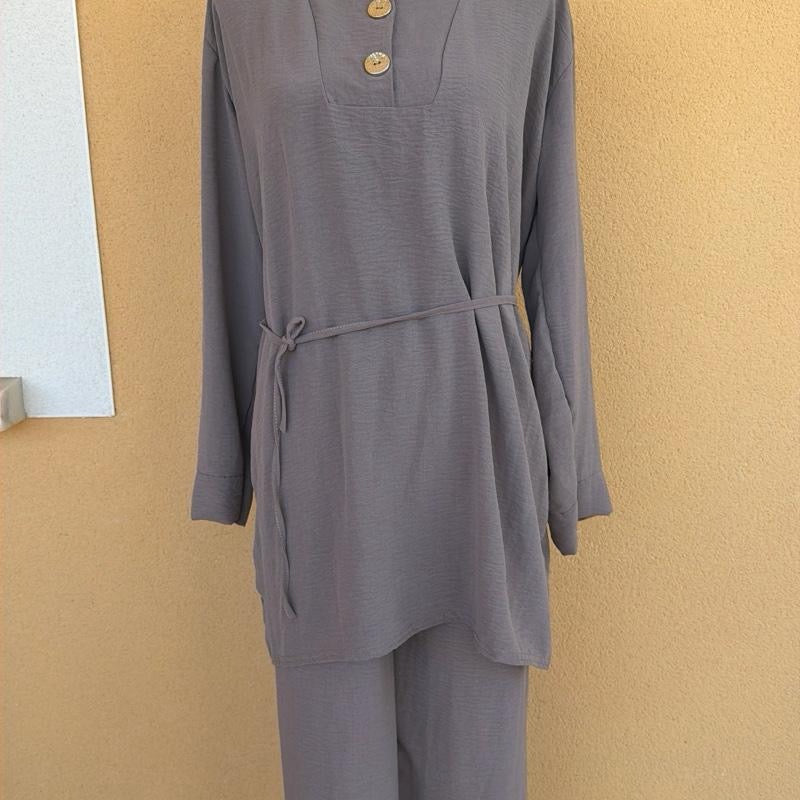 Daisie Home DIAMOND - Ensemble 2 pièces Tunique boutonnée et pantalon large taille élastique en jazz - Taille unique
