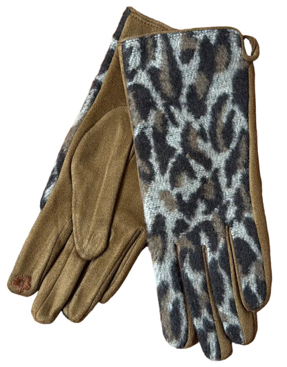 Gant Léopard Camel- Ecran tactile utilisable avec gant